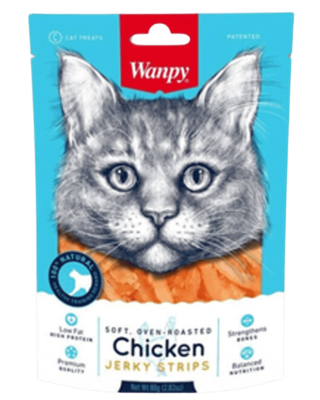 Wanpy Cat Soft Chicken Jerky Strips 80 grs