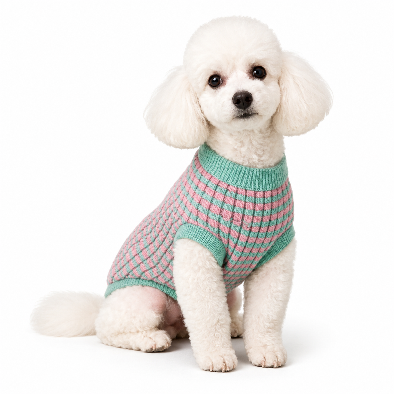 Sueter Tejido Verde Con Rosa Talla L