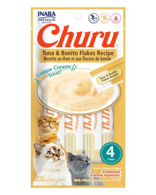 Churu Cat Receta De Atún Con Hojuelas de Bonito (4 Tubos) 56 Grs.