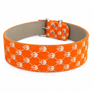 Collar Calaveras Cuero Grande Naranjo