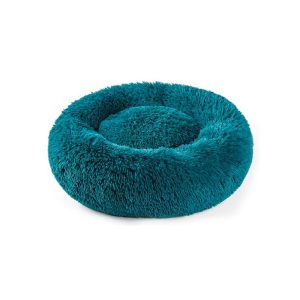 Cojín Peludo Para Gatos o Cachorro 40 CM Azul Petróleo